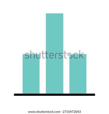 Minimalist Bar Chart Icon. Three vertical bars with varying heights for data comparison, category distribution, and statistical analysis. Simple vector graphic.