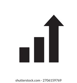 Minimalist Bar Chart Icon with Upward Arrow for Growth and Performance