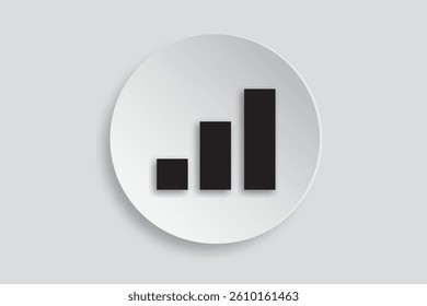 Minimalist bar chart icon vector showing increasing levels, perfect for signal, analytics, stats, data, growth, or performance UI.