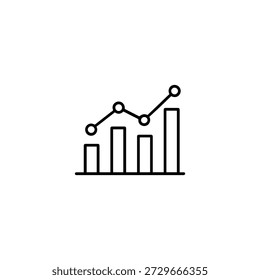 Ícone minimalista de gráfico de barras e linhas para rastreamento de KPI, métricas de desempenho e painéis de dados. Estoque pronto.
