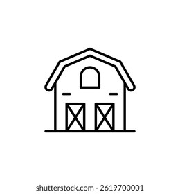 Minimalist barn illustration, vector line drawing of agricultural building