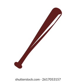 Minimalist Baseball Bat Icon in Bold Maroon on a White Background