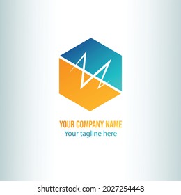 Minimalist based company logo, in orange and blue gradient colors 