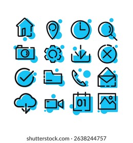 Minimalist basic icons in flat style for web, mobile app, and user interface design.