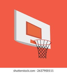 Minimalist basketball hoop vector in flat style. Perfect for sports logos, posters, or fitness graphics. Use in print or digital media