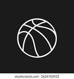 Ícone minimalista de basquete branco no preto simples vetor esporte símbolo