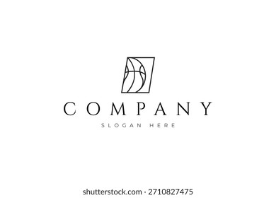 Minimalist Basketball Logo with Rectangle Frame Line Design Style
