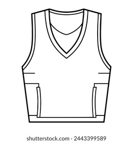 Minimalist basketball uniform symbol. Bold line art design element.