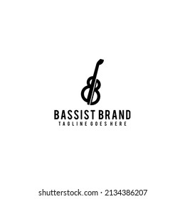 Minimalist bass guitar vector logo design for music branding and creative projects
