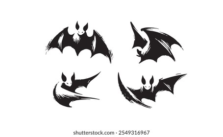 Minimalist bat in black. Horrifying illustrative image for Halloween 