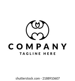 minimalist bat line vector logo design
