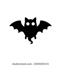 Minimalist Bat Silhouette Icon for Halloween and Gothic Themes