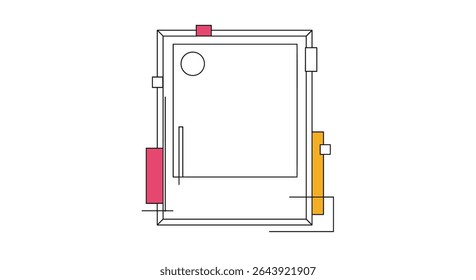 Minimalist Bathroom Illustration With Bathtub Sink Mirror and Accessories in Soft Color Palette