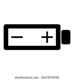 Ícone de bateria minimalista destaca armazenamento de eletricidade, energia verde renovável e conceito moderno de energia ecológica.