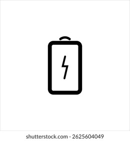 Minimalist battery icon vector with a bold lightning symbol inside. Perfect for energy, power, charging, mobile devices, and tech interfaces. Clean design for modern digital applications.