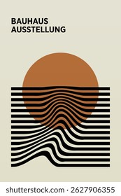 Um design minimalista em estilo Bauhaus. Design Bauhaus com forma simples, linha, forma básica, cor plana