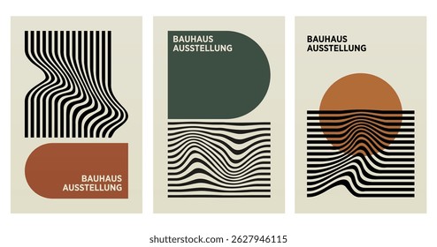 A minimalist Bauhaus-style poster wall art design. Bauhaus design with simple shape, line, basic shape, flat color