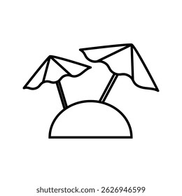 Minimalist beach chair icon. Outline vector symbol of summer vacation, relaxation, and tropical holiday. Perfect for travel apps, summer infographics, web design, and UI elements.