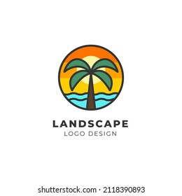 minimalist beach logo design template