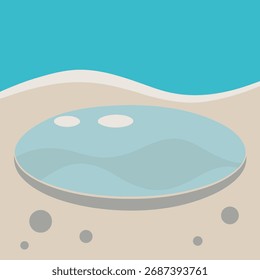 Cena De Praia Minimalista Com Piscina E Oceano Superficiais