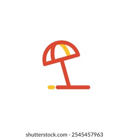 Minimalist Beach Umbrella Icon - Summer Vacation and Sun Protection Vector.