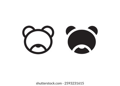 Minimalist bear face icon in black Vector