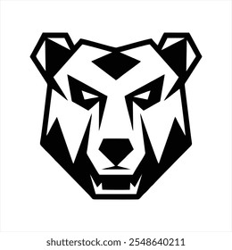 Minimalist bear head in angular design