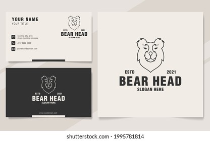 Estilo monograma de la plantilla de logotipo de la cabeza del oso mínimo
