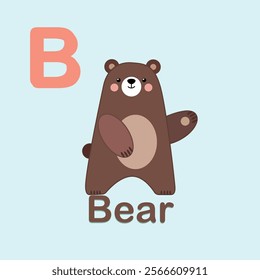 Minimalist Bear Illustration for Kids Alphabet