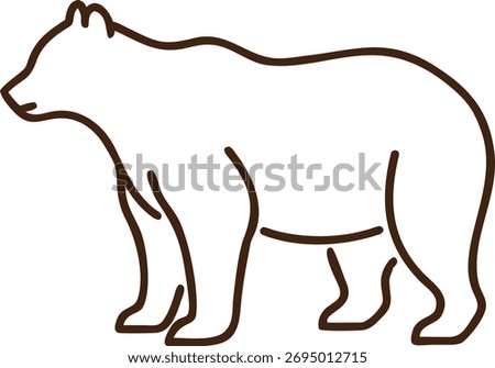 Minimalist Bear Line Art – Simple Brown Outline Animal Illustration for Logos, Nature, Wildlife, and Design Projects