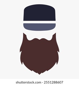 Minimalist Bearded Man with Hat and Mustache Vector Illustration