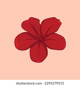 Minimalist beautiful red hibiscus flower