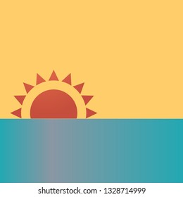 Minimalist Beautiful Sunset Over Ocean Vector