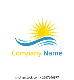 Minimalist Beautiful Sunset or sunrise Over Ocean Vector. Stock illustration.