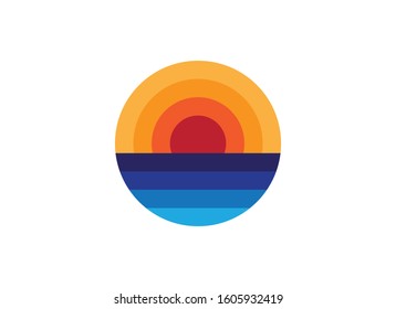 Minimalist Beautiful Sunset Vector Illustration