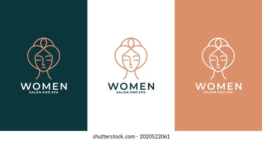 minimalist Beauty feminine salon logo icon line art