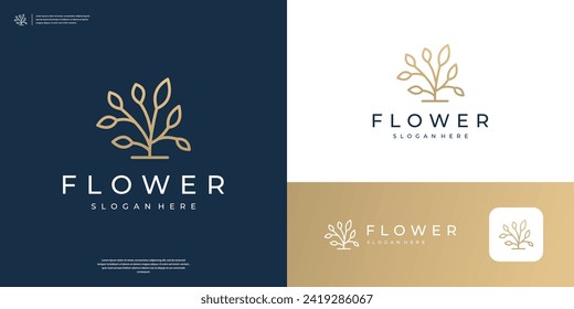 Minimalist beauty flower line logo design