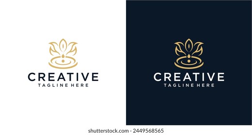 Minimalist beauty gold water drop logo design.