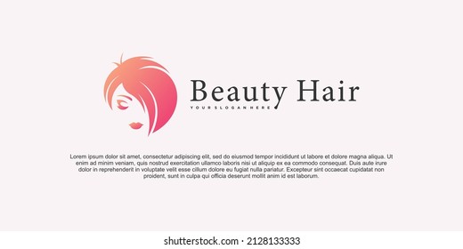 Minimalist beauty hair salon logo design template  Premium Vector