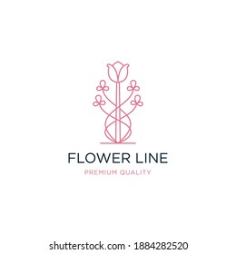 Minimalist beauty lotus flower with frame luxury logo