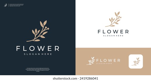 Minimalist beauty olive branch logo design template