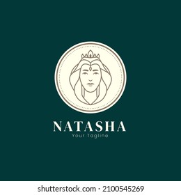 Minimalist beauty queen logo design template