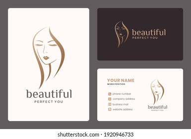 minimalist beauty woman logo design for beauty care, salon, spa, hairdresser.