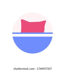 Minimalist bed icon. Pillow and blanket vector illustration. Deep sleep vector drawing. Isolated on white vector illustration