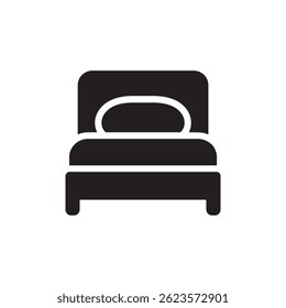 Minimalist Bed Icon Vector Representing Sleeping, Comfort, and Accommodation for Digital Artwork Editable Illustration Isolated on a White Background