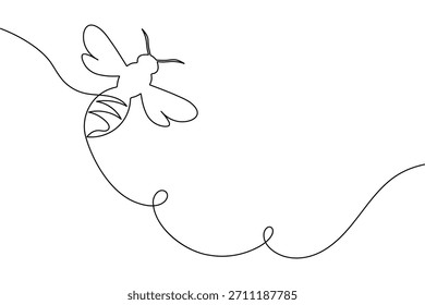 Minimalist bee continuous one line art vector illustration