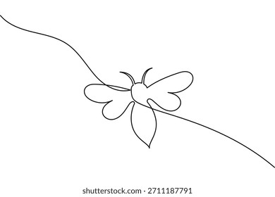 Minimalist bee continuous one line art vector illustration