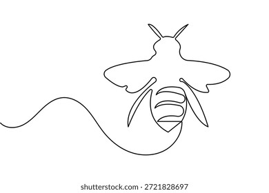 Estilo de dibujo de una línea de abeja minimalista aislar diseño de Ilustración vectorial de contorno