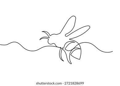 Minimalist bee continuous one line drawing style isolate outline vector illustration design