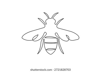 Minimalist bee continuous one line drawing style isolate outline vector illustration design